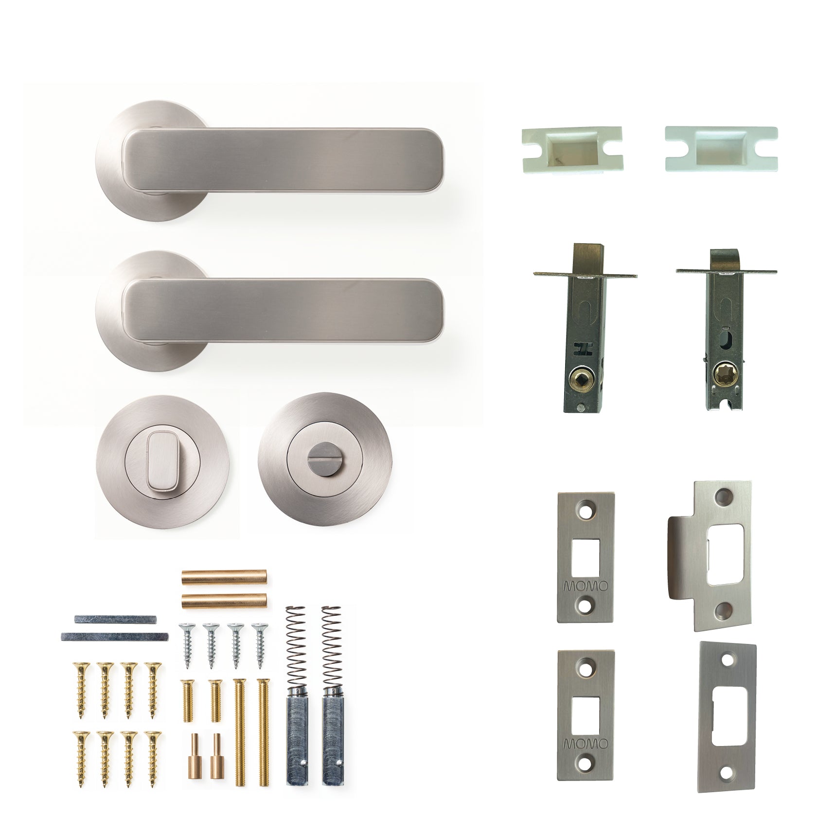 Momo Aspen Door Handle Tubular Latch Privacy Set Dull Brushed Nickel