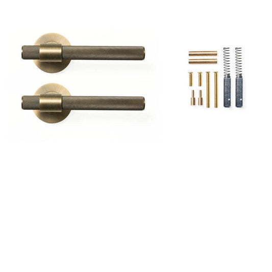Momo Belgravia Door Handle Set Dark Brushed Brass