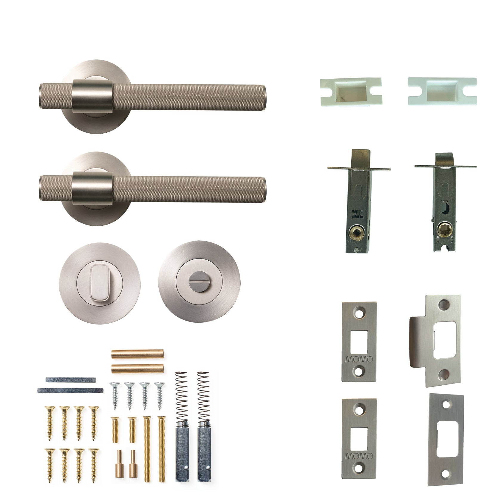 Momo Belgravia Door Handle Tubular Latch Privacy Set Dull Brushed Nickel