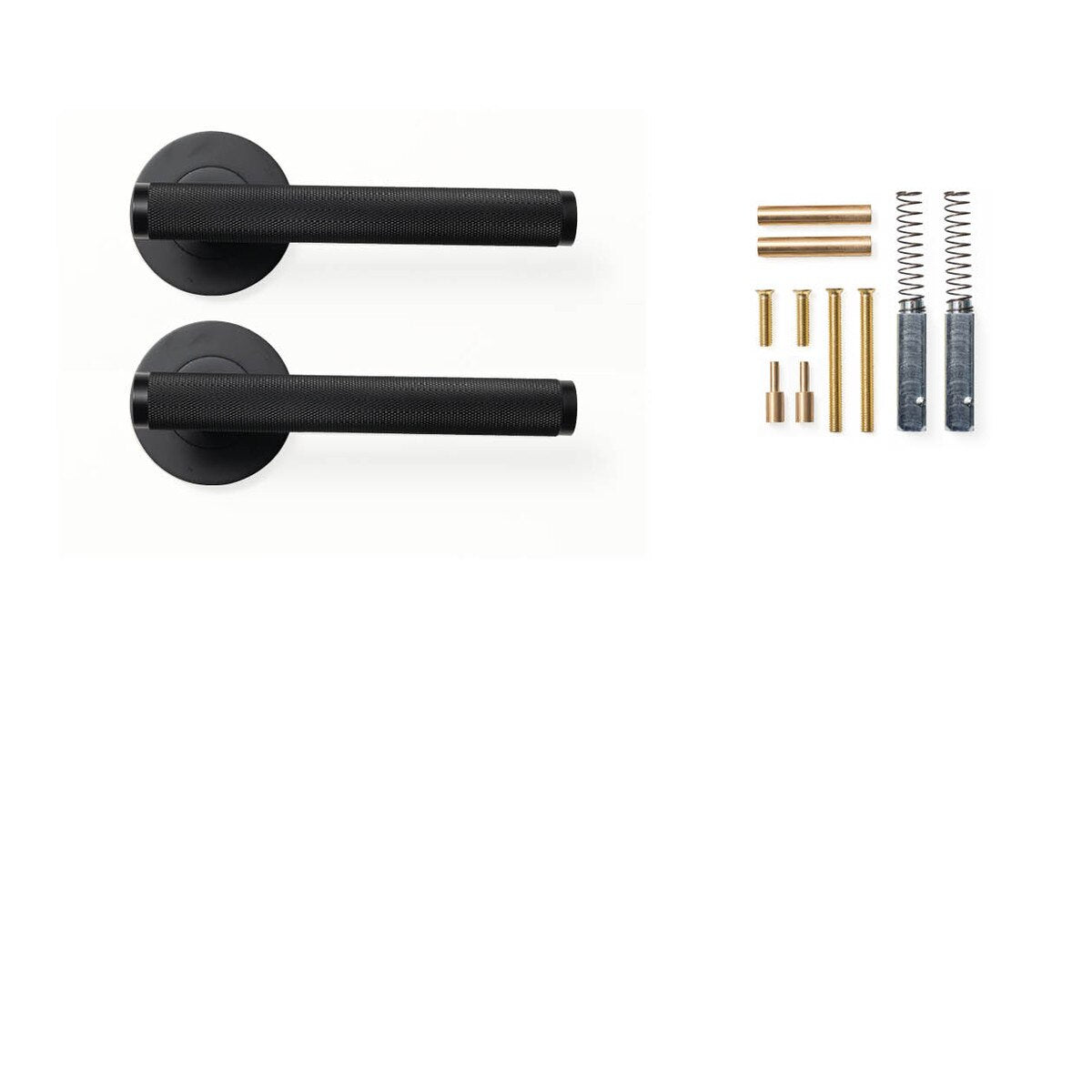 Momo Bellevue Knurled Door Handle Set Matt Black