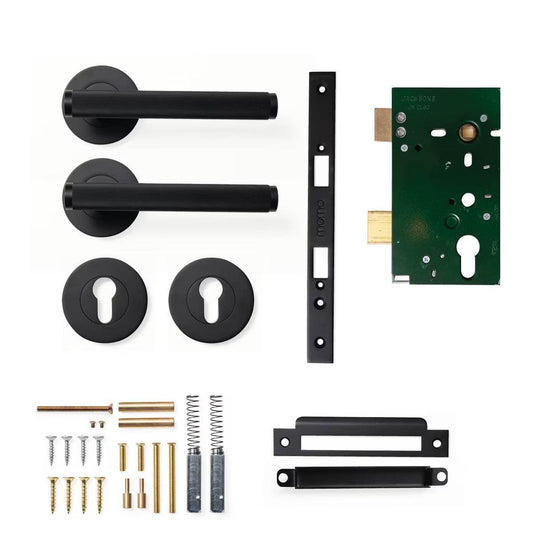 Momo Bellevue Lined Door Handle Entrance Set Matt Black