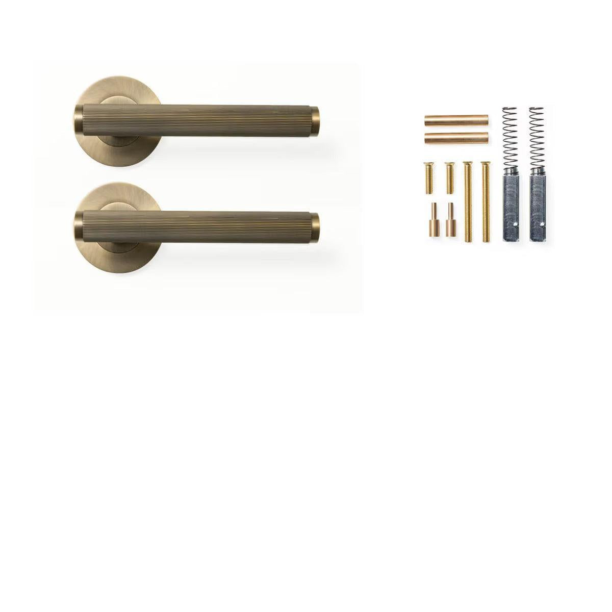 Momo Bellevue Lined Door Handle Set Dark Brushed Brass