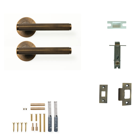 Momo Bellevue Lined Door Handle Tubular Latch Passage Set Bronze
