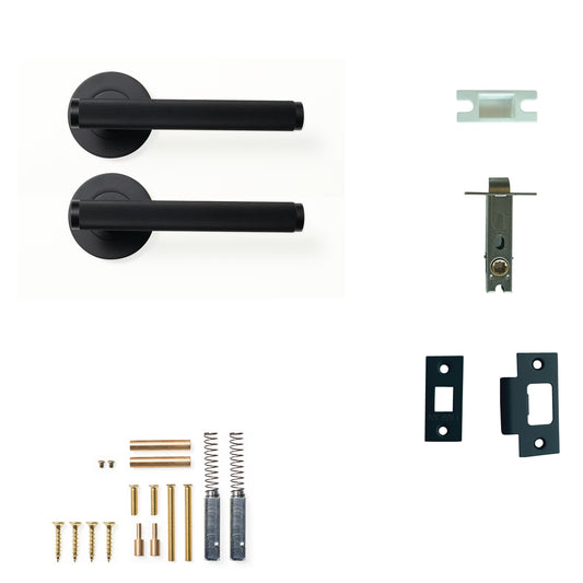 Momo Bellevue Lined Door Handle Tubular Latch Passage Set Matt Black