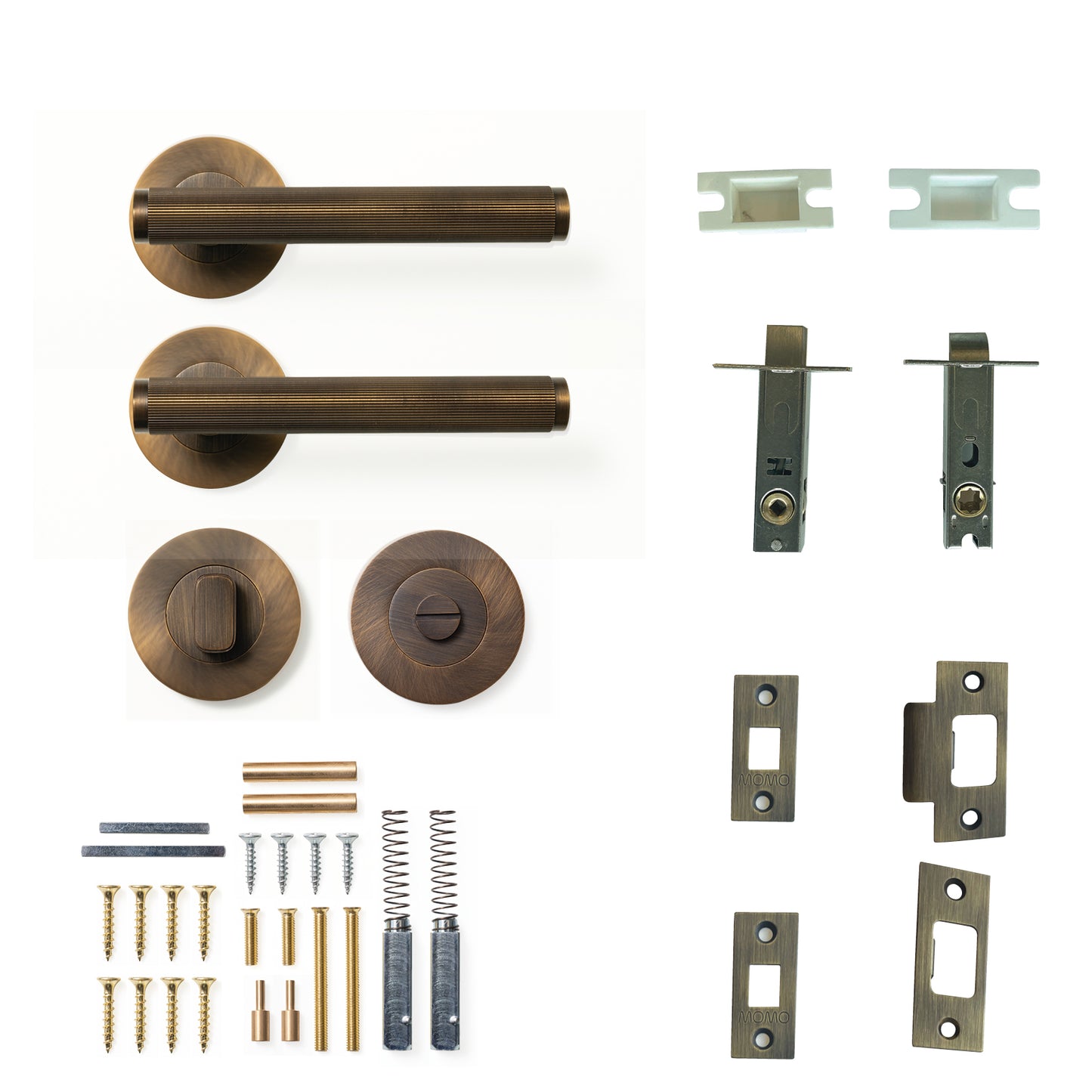 Momo Bellevue Lined Door Handle Tubular Latch Privacy Set Bronze