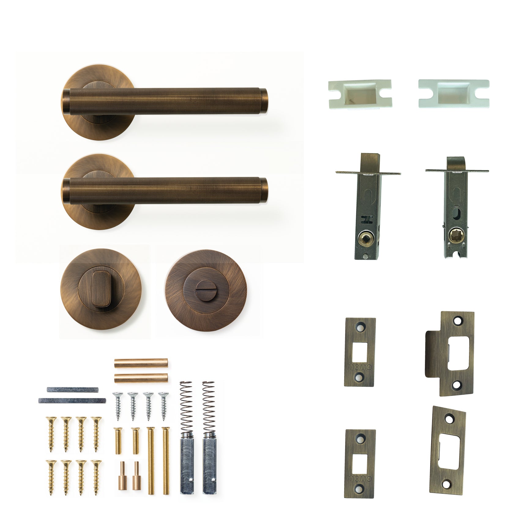 Momo Bellevue Lined Door Handle Tubular Latch Privacy Set Bronze