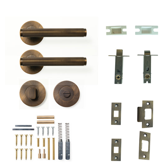 Momo Bellevue Lined Door Handle Tubular Latch Privacy Set Bronze