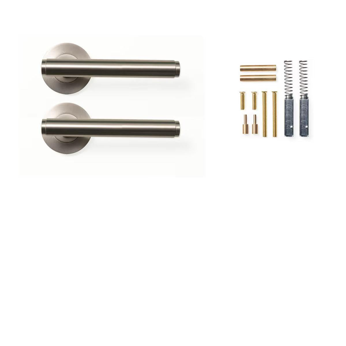Momo Bellevue Plain Door Handle Set Dull Brushed Nickel