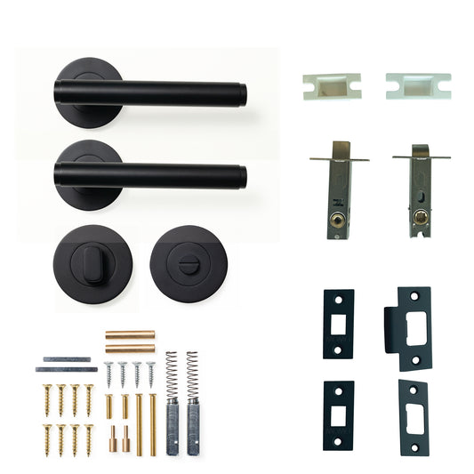 Momo Bellevue Plain Door Handle Tubular Latch Privacy Set Matt Black