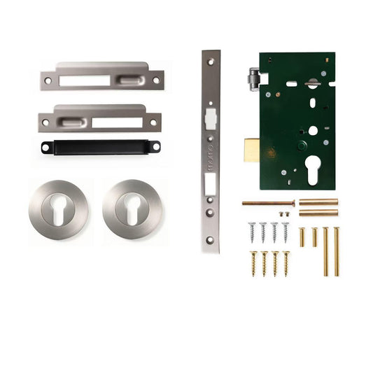 Momo Roller Mortice Entrance Set Dull Brushed Nickel