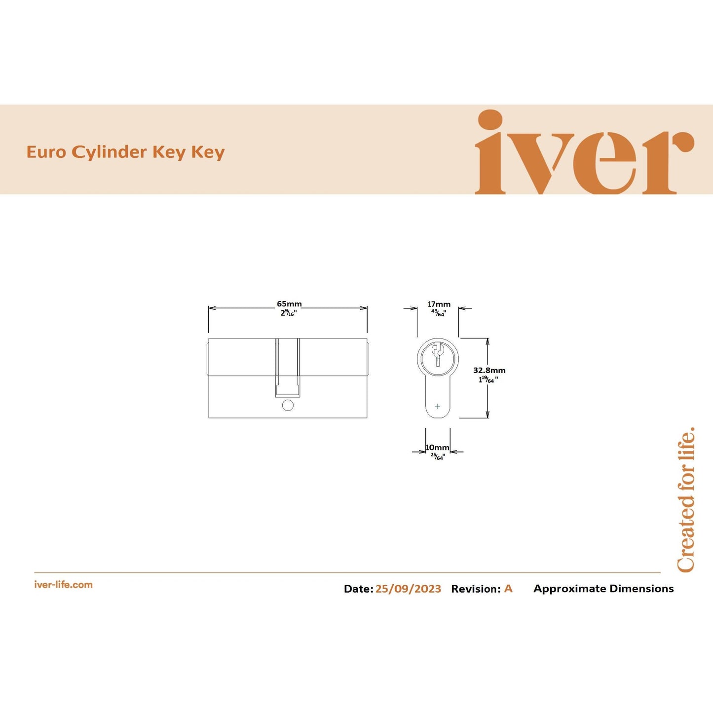 SDG Euro Cylinder Dual Function 5 Pin Brushed Brass L65mm